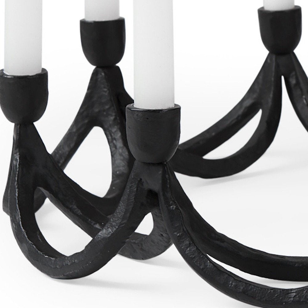 4" Black Abstract Metal Tabletop Candelabra Candle Holder