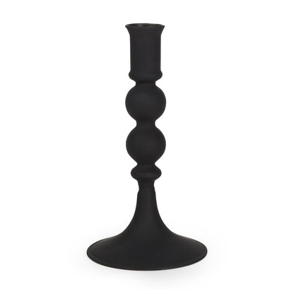 8" Black Glass Tabletop Taper Candlestick