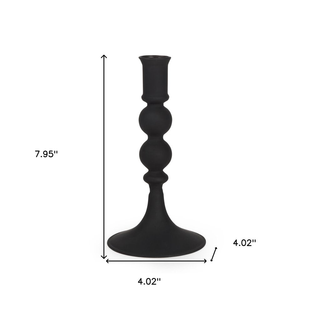 8" Black Glass Tabletop Taper Candlestick