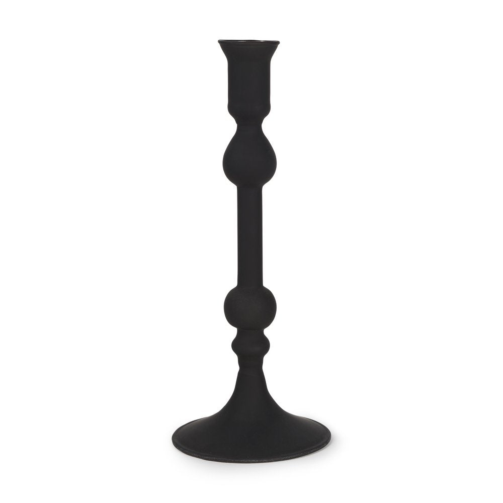 10" Black Glass Tabletop Taper Candlestick