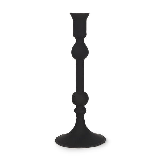 10" Black Glass Tabletop Taper Candlestick