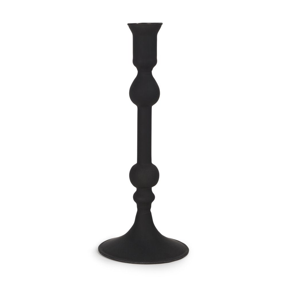 10" Black Glass Tabletop Taper Candlestick