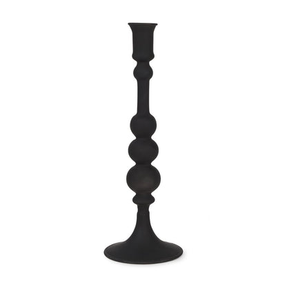 12" Black Glass Tabletop Taper Candlestick