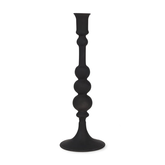 12" Black Glass Tabletop Taper Candlestick