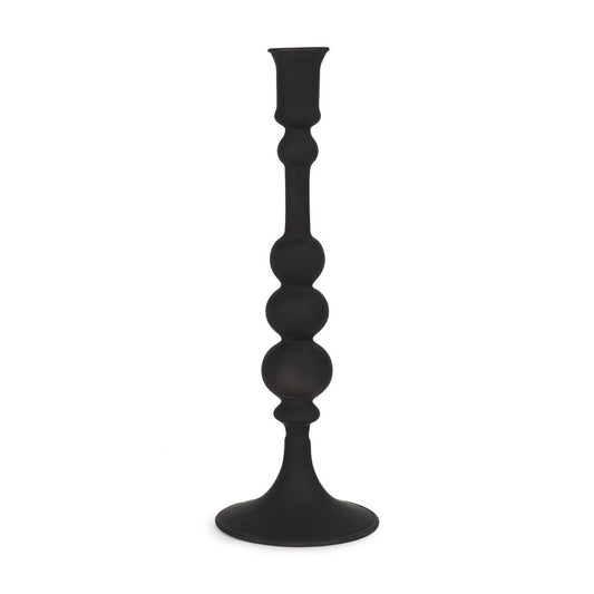 12" Black Glass Tabletop Taper Candlestick