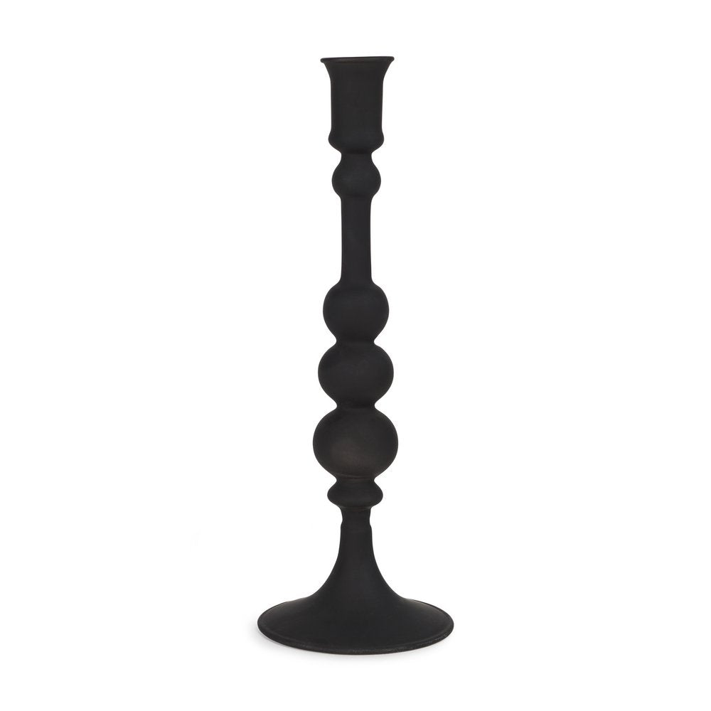 12" Black Glass Tabletop Taper Candlestick