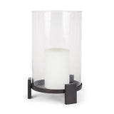 14" Black Metal Abstract Tabletop Hurricane Candle Holder