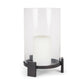 14" Black Metal Abstract Tabletop Hurricane Candle Holder