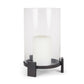 14" Black Metal Abstract Tabletop Hurricane Candle Holder