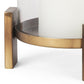 12" Gold Geometric Glass And Metal Tabletop Hurricane Candle Holder