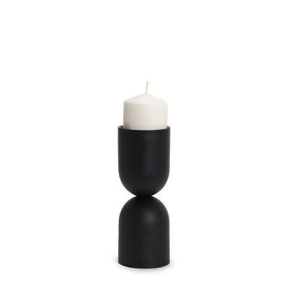 9" Black Metal Tabletop Pillar Candle Holder