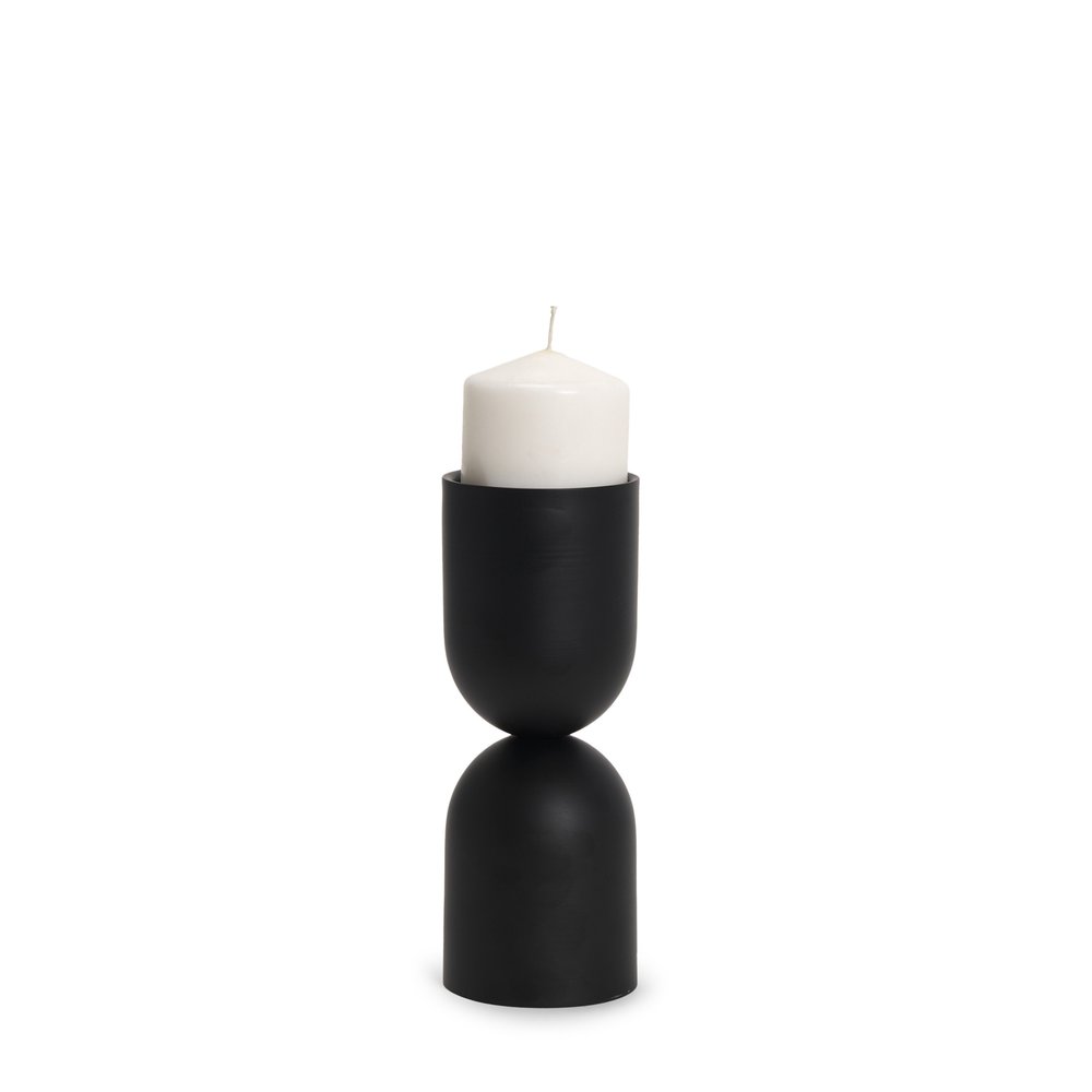 9" Black Metal Tabletop Pillar Candle Holder