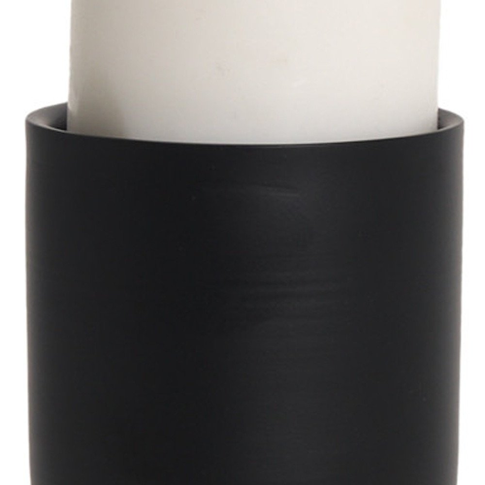 9" Black Metal Tabletop Pillar Candle Holder