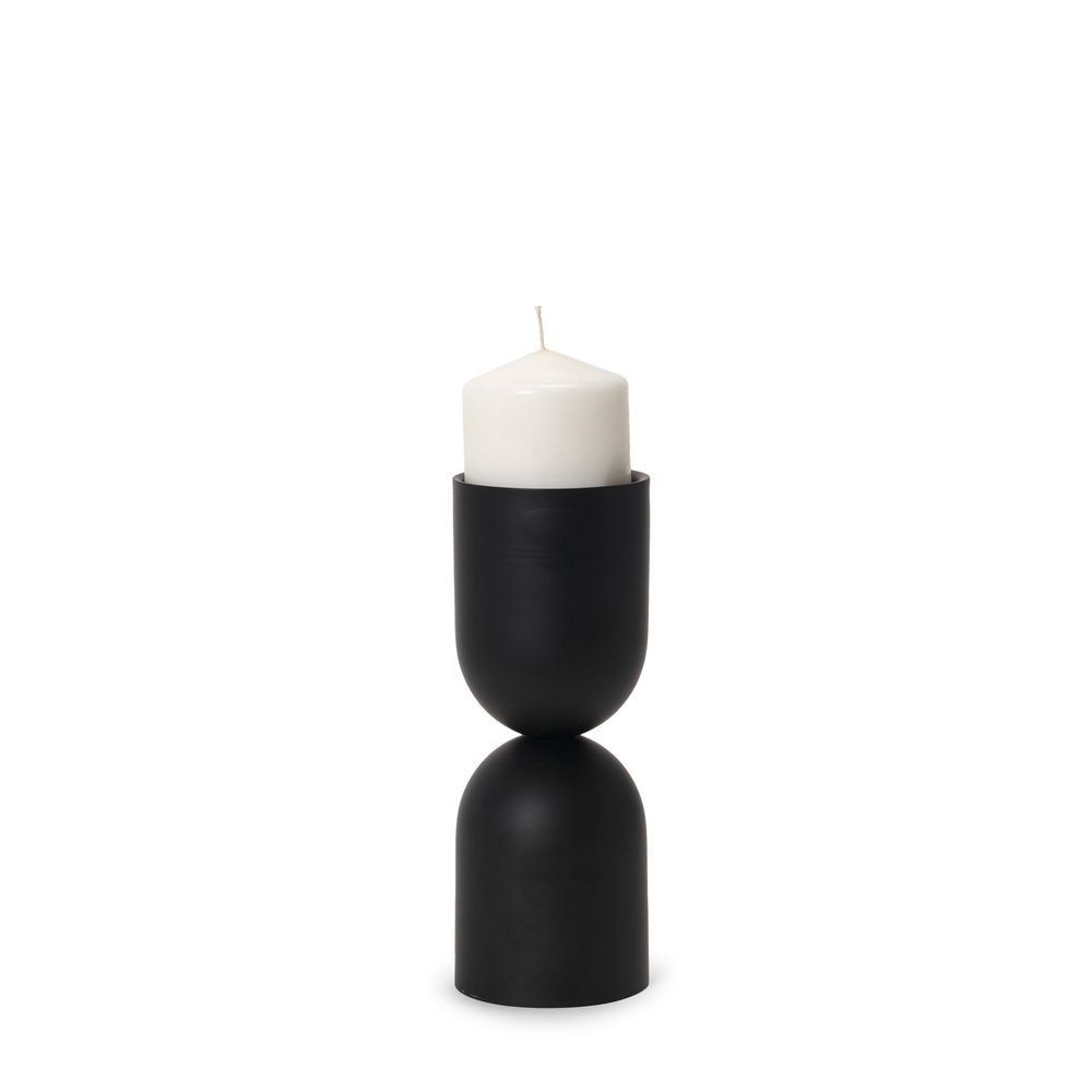9" Black Metal Tabletop Pillar Candle Holder