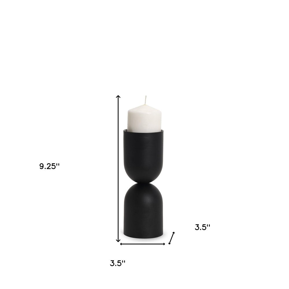9" Black Metal Tabletop Pillar Candle Holder