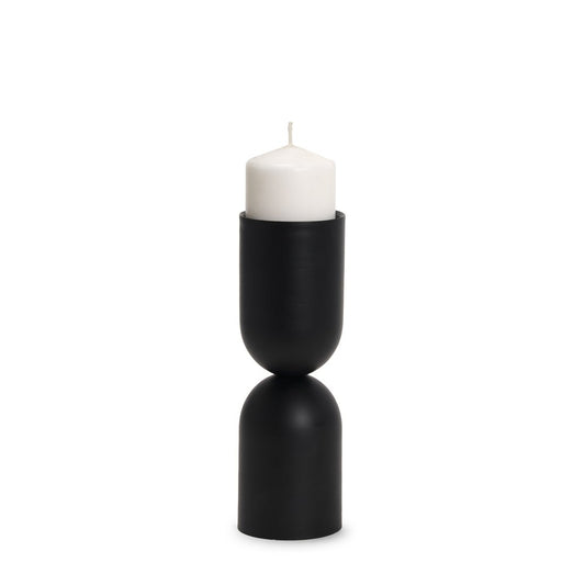 11" Black Metal Tabletop Pillar Candle Holder