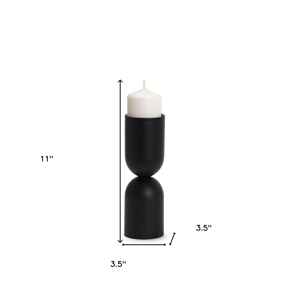 11" Black Metal Tabletop Pillar Candle Holder