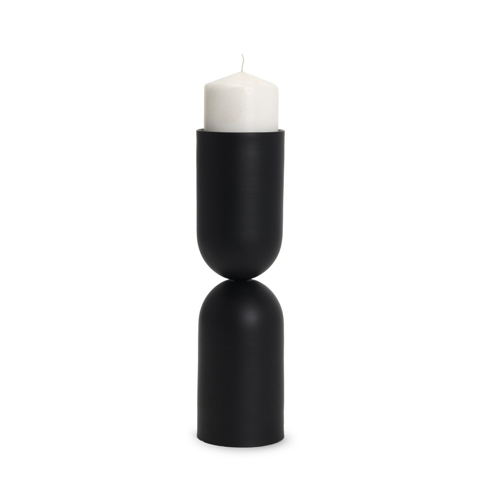 13" Black Metal Tabletop Pillar Candle Holder