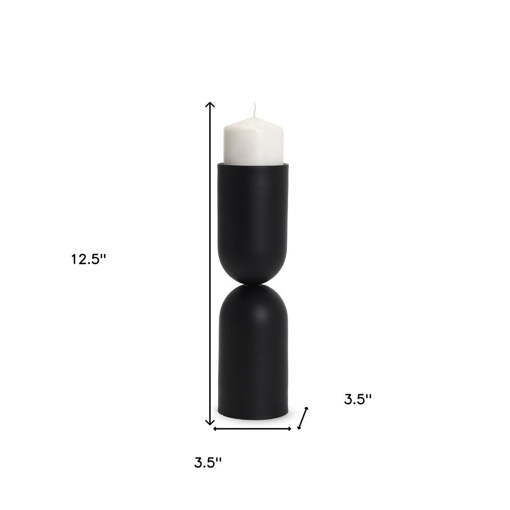 13" Black Metal Tabletop Pillar Candle Holder