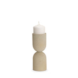 9" Beige Metal Tabletop Pillar Candle Holder