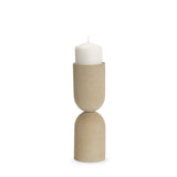 11" Beige Metal Tabletop Pillar Candle Holder