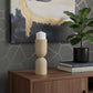 11" Beige Metal Tabletop Pillar Candle Holder