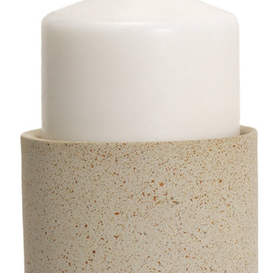 13" Beige Metal Abstract Tabletop Candle Holder