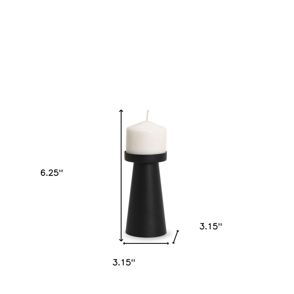 6" Black Metal Tabletop Pillar Candle Holder