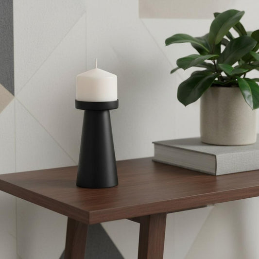 6" Black Metal Tabletop Pillar Candle Holder