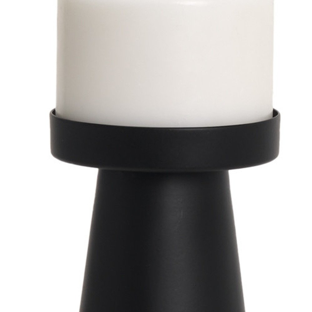 10" Black Metal Tabletop Pillar Candle Holder
