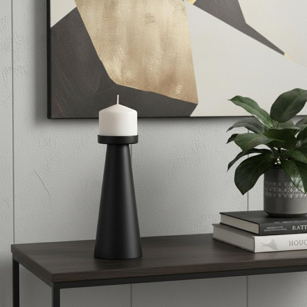 10" Black Metal Tabletop Pillar Candle Holder