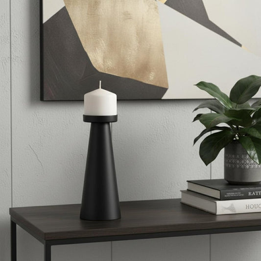 10" Black Metal Tabletop Pillar Candle Holder