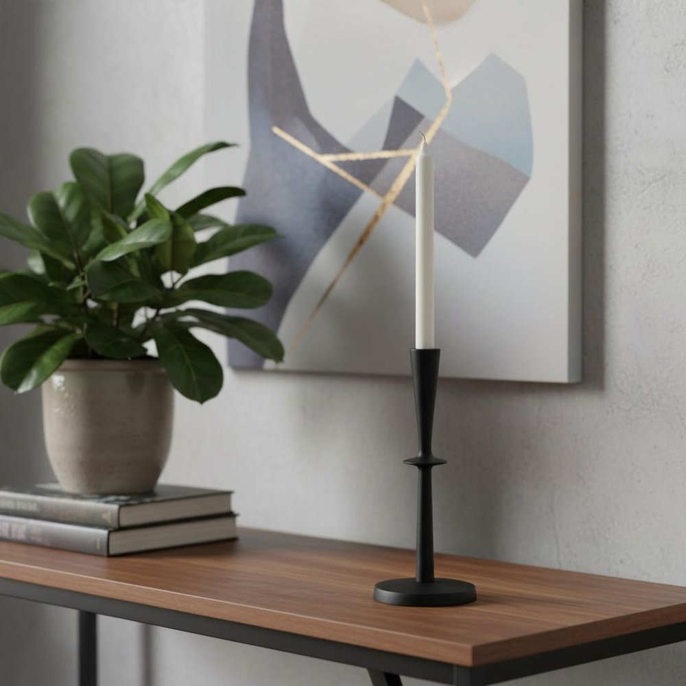 11" Black Metal Tabletop Taper Candlestick