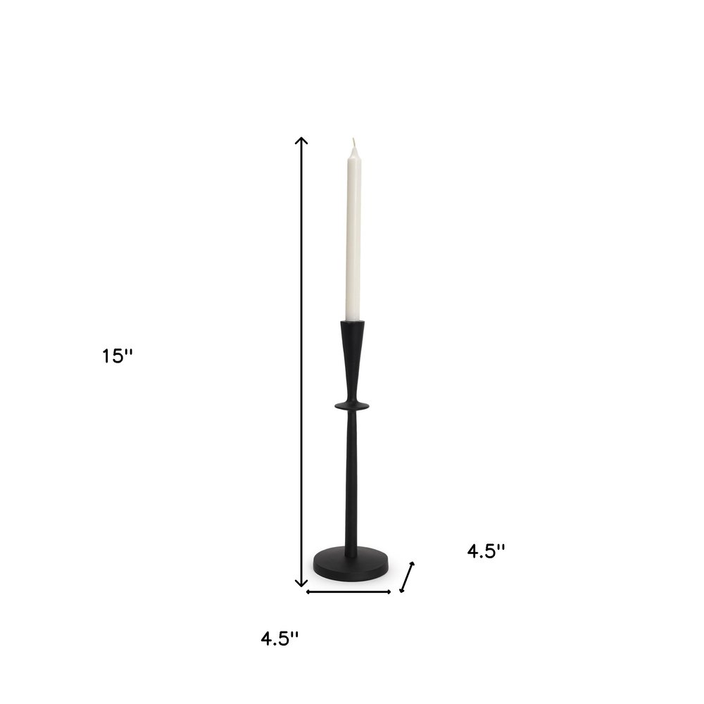 15" Black Metal Abstract Tabletop Candle Holder