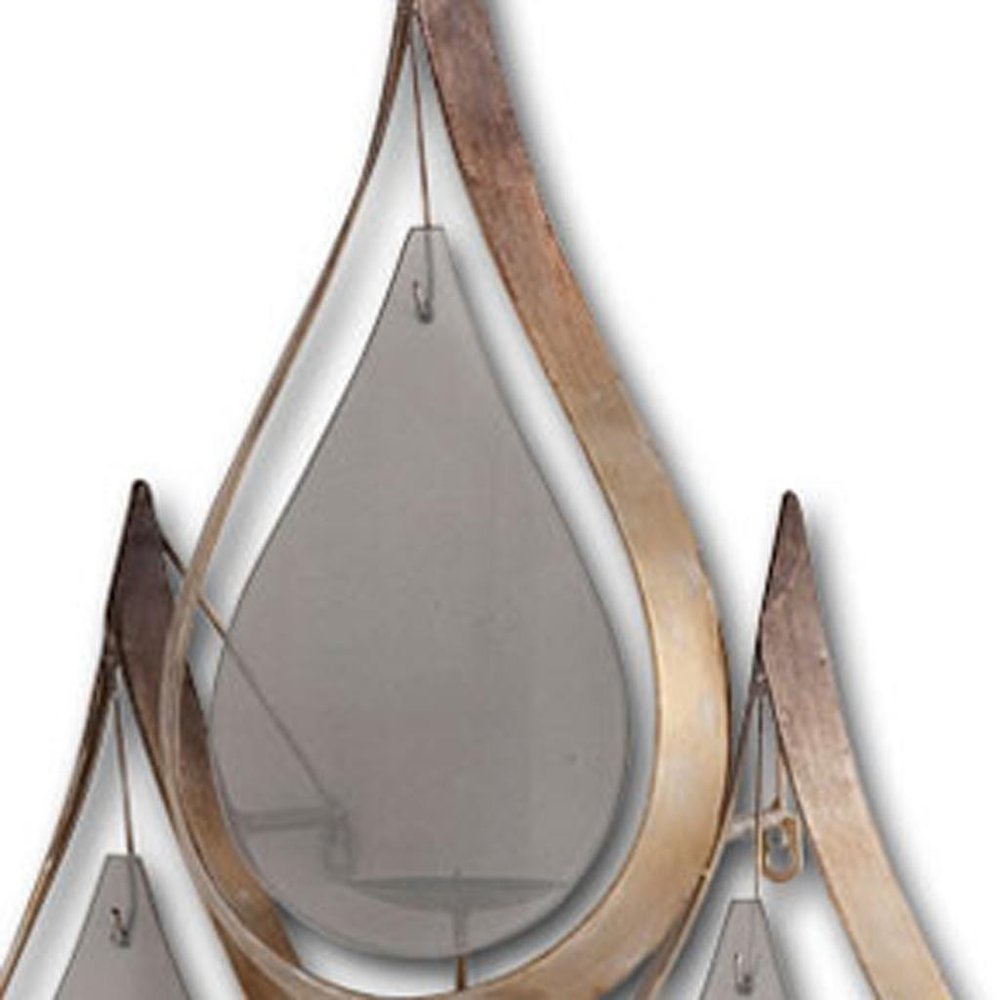 52" Gold And Gray Distressed Geometric Glass And Metal Wall Sconce Candle Holder