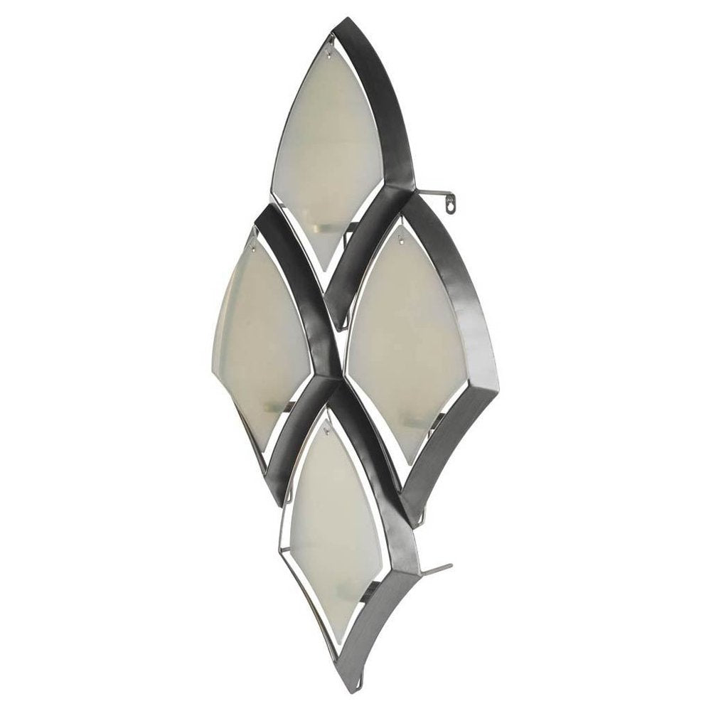 36" Silver And Gray Geometric Glass And Metal Wall Sconce Candle Holder