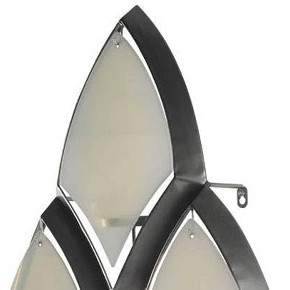 36" Silver And Gray Geometric Glass And Metal Wall Sconce Candle Holder