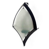 7" Black Abstract Metal And Glass Wall Sconce Candle Holder
