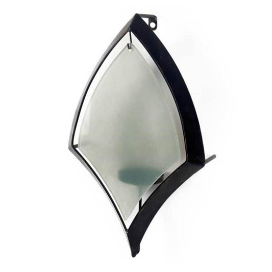 7" Black Abstract Metal And Glass Wall Sconce Candle Holder