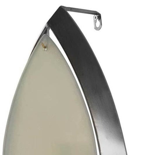 7" Silver Abstract Metal And Glass Wall Sconce Candle Holder