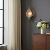 7" Silver Abstract Metal And Glass Wall Sconce Candle Holder