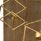 22" Brass Distressed Geometric Brass And Solid Wood Wall Sconce Candle Holder