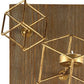 22" Brass Distressed Geometric Brass And Solid Wood Wall Sconce Candle Holder