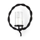 5" Black Distressed Geometric Metal And Glass Wall Sconce Candle Holder