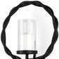 5" Black Distressed Geometric Metal And Glass Wall Sconce Candle Holder