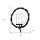 5" Black Distressed Geometric Metal And Glass Wall Sconce Candle Holder