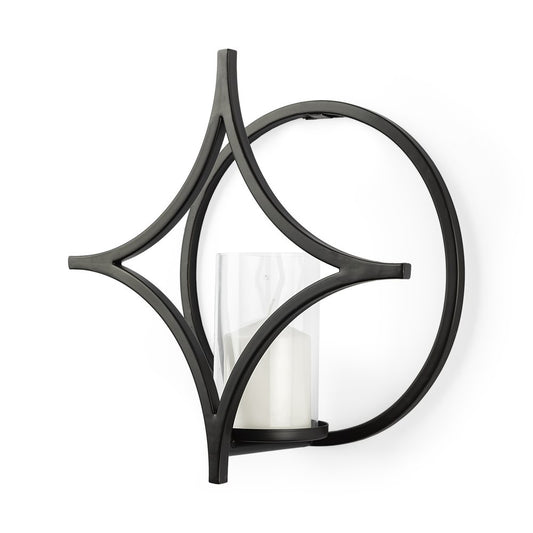 6" Black Quatrefoil Metal Wall Sconce Candle Holder