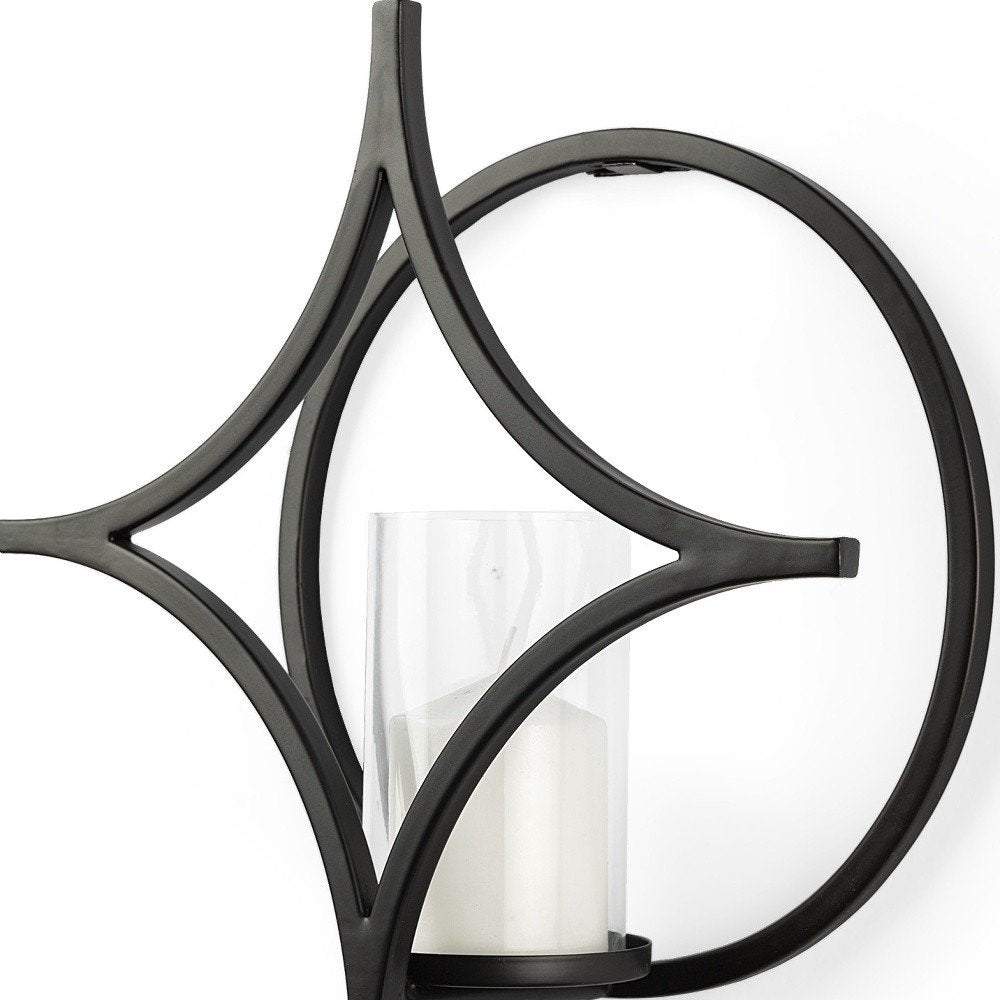 6" Black Quatrefoil Metal Wall Sconce Candle Holder