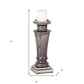 14" Gray Distressed Ornate Ceramic Tabletop Pillar Candle Holder