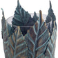 8" Gold Distressed Botanical Leaf Metal And Glass Tabletop Hurricane Candle Holder